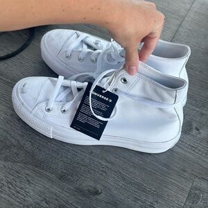NWT custom white platform converse
